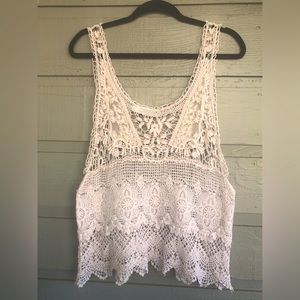 Cream crochet tank top